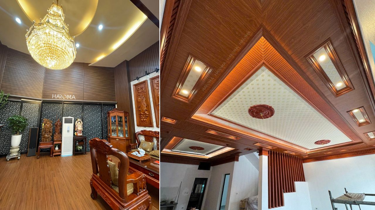 Nên dùng gỗ công nghiệp hay nhựa giả gỗ ốp tường phòng khách phù hợp hơn?